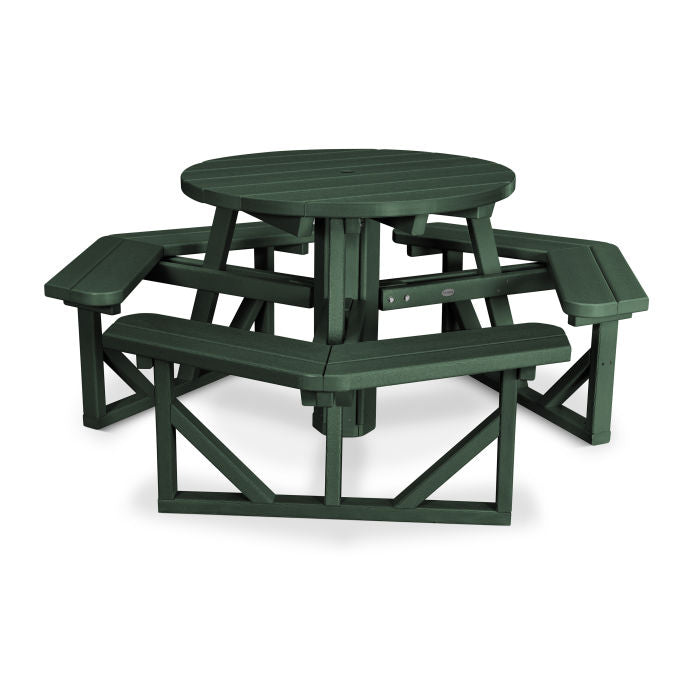 POLYWOOD 36-Inch Round Outdoor Picnic Table - Durable All-Weather Resin Furniture for Patio, Garden, Backyard & Poolside Dining