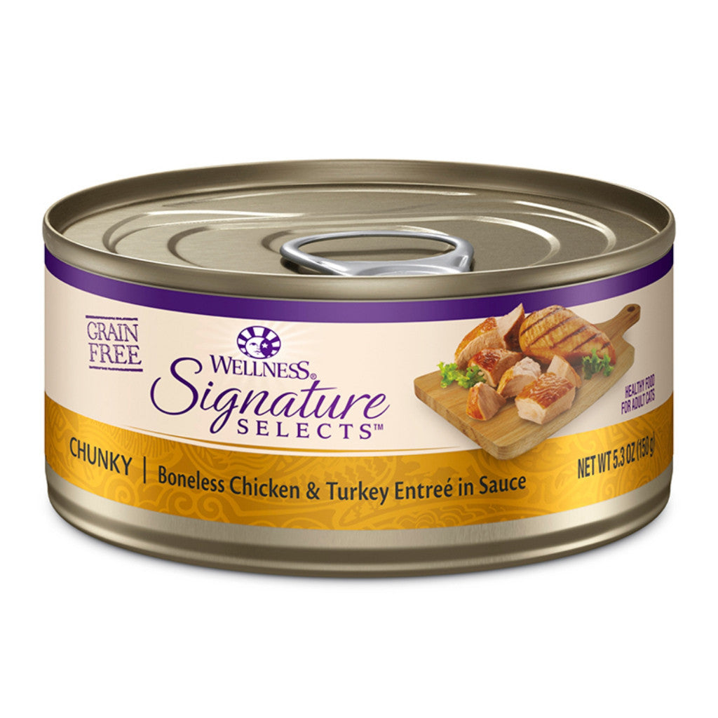 Wellness Core Signature Selects Grain-Free Cat Food - Chunky Pate with Flaked Shredded Meat, 150g Can, Healthy Adult Cat Food for Weight Management & Digestion - Perfect for Mealtime or as a Nutritious Topper