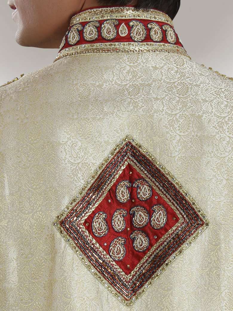 Elegant Atif Wedding Cream Sherwani for Groom - Traditional Indian Embroidered Sherwani Suit for Wedding Ceremony & Reception - Perfect for South Asian Weddings, Engagement Parties and Cultural Events