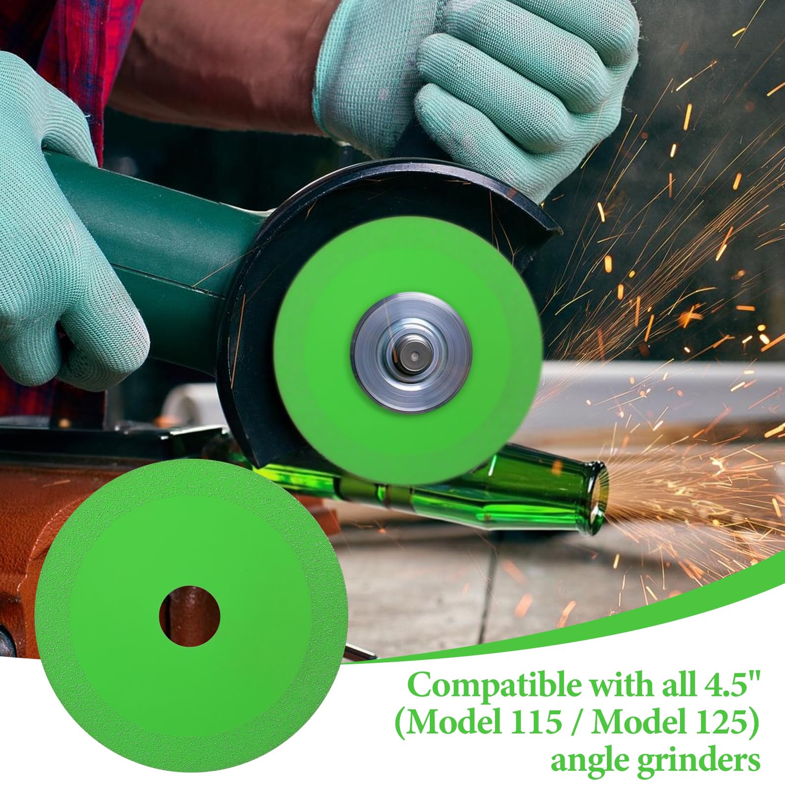 5PCS 4.5 Inch Diamond Glass Cutting Disc for Angle Grinder - 7/8