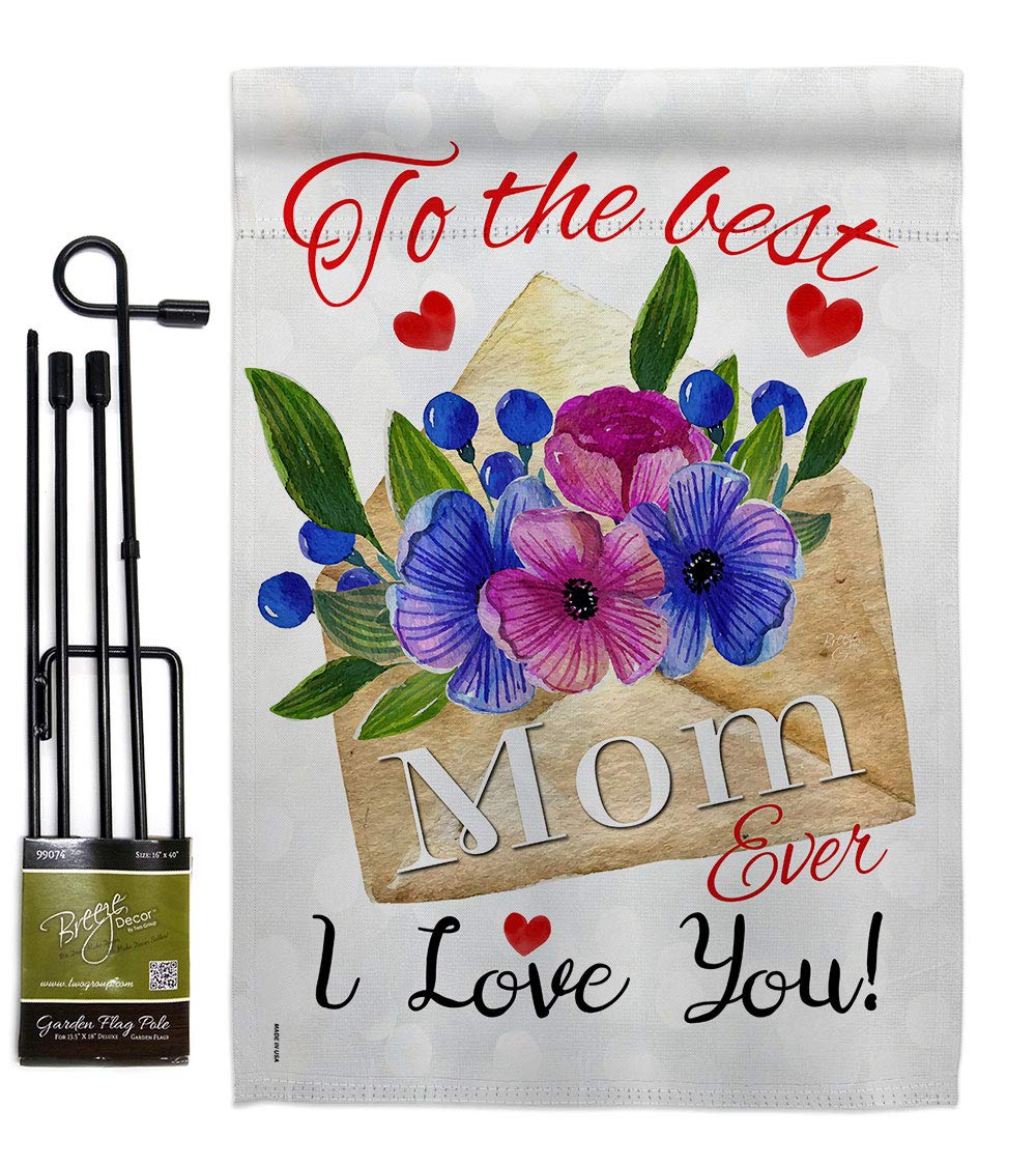 Best Mom Garden Flag Set - Double-Sided Flower Design for Mother's Day Gift, Yard & Home Decor