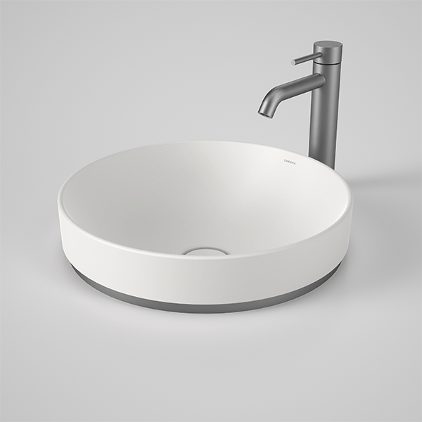 Caroma Liano II 400mm Round Inset Bathroom Sink - Matte White Porcelain - Perfect for Modern Vanities & Small Bathroom Designs