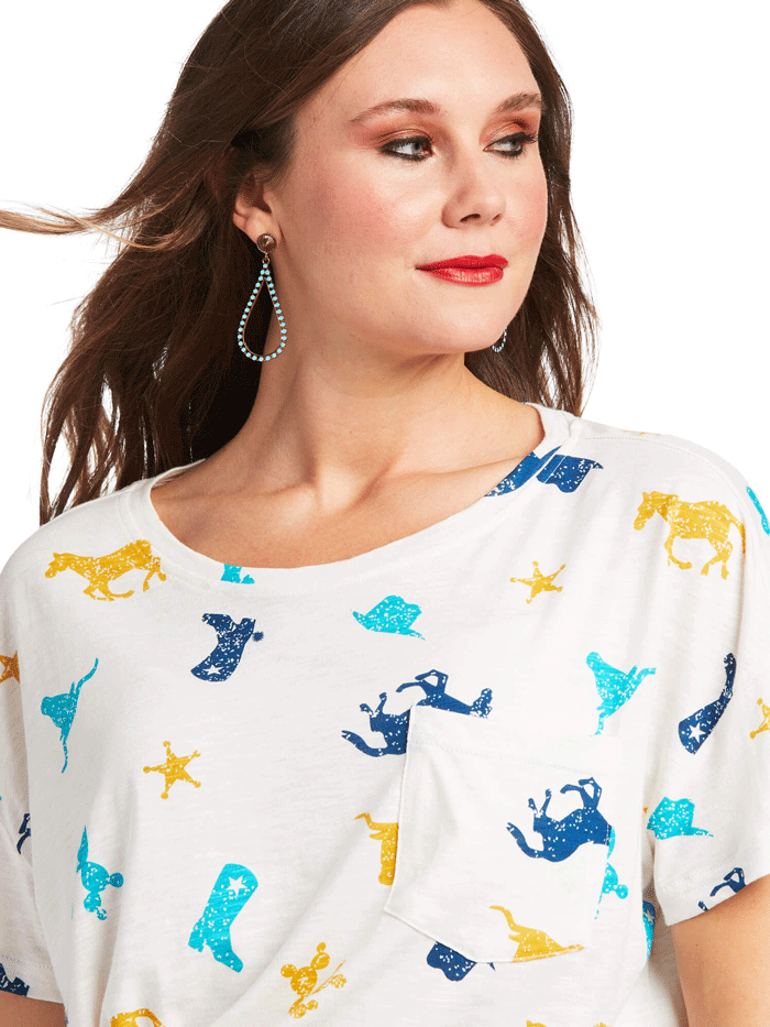Ariat Women's Mojave Tee - Breathable Multi-Print Short Sleeve Shirt for Western Riding, Hiking & Outdoor Activities