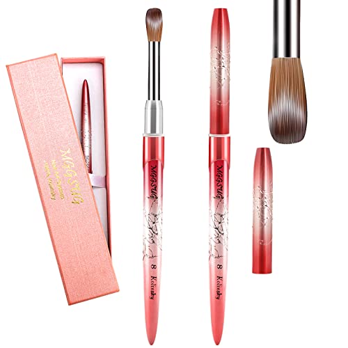 Premium Kolinsky Acrylic Nail Brush Set for Professional Nail Extensions & Art Designs - #8 Pink Gradient Nail Art Tools Kit for Salon & Home DIY Manicure - Perfect for Acrylic Application, Ombre Nails & Detailed Nail Art