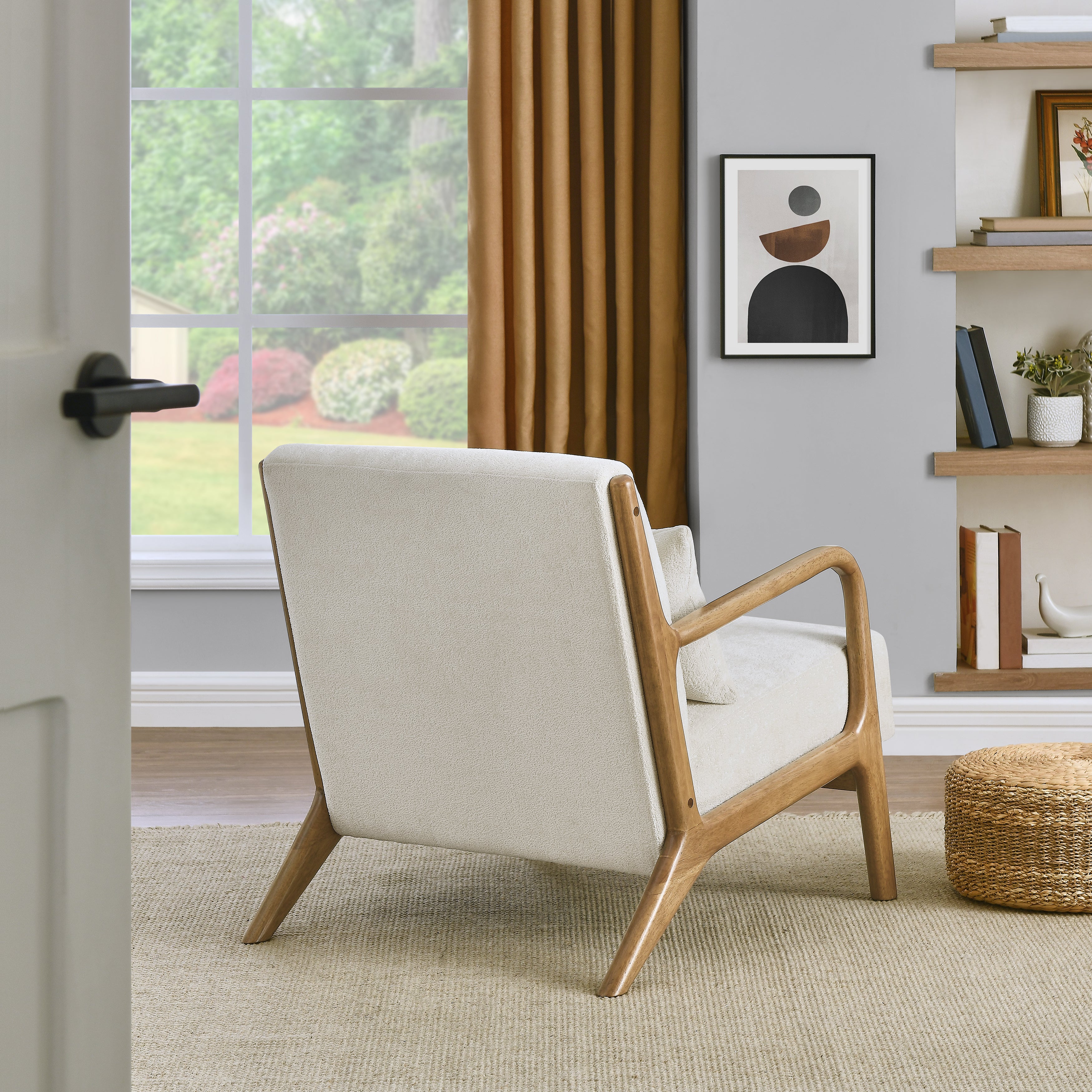 Mid Century Modern Accent Chair with Removable Lumbar Pillow - Roundhill Furniture Eterna - Perfect for Living Room, Bedroom & Office Decor