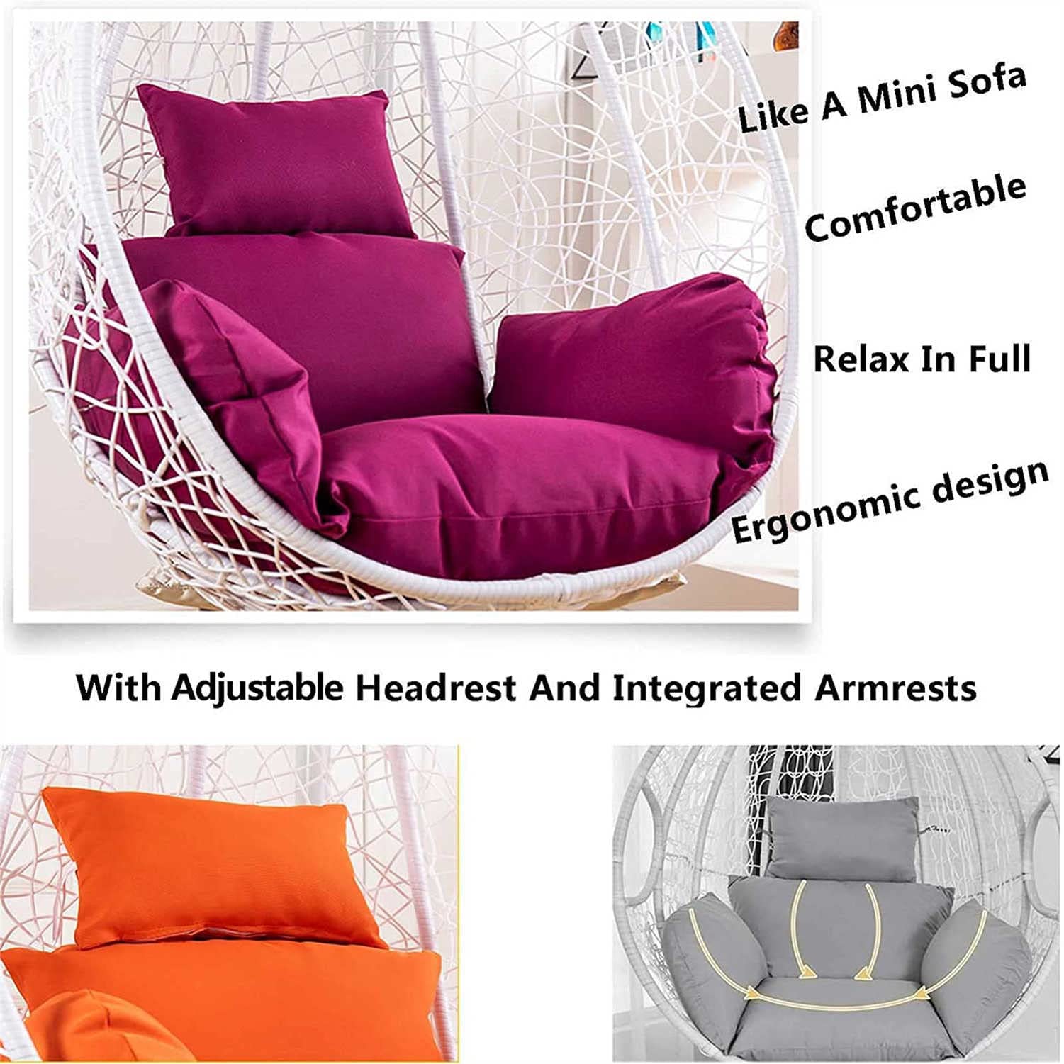 Thickened Hanging Basket Seat Cushion - Comfortable Swing Egg Chair Pad for Indoor & Outdoor Use - Perfect for Patio, Garden, Yard, and Hammock Relaxation