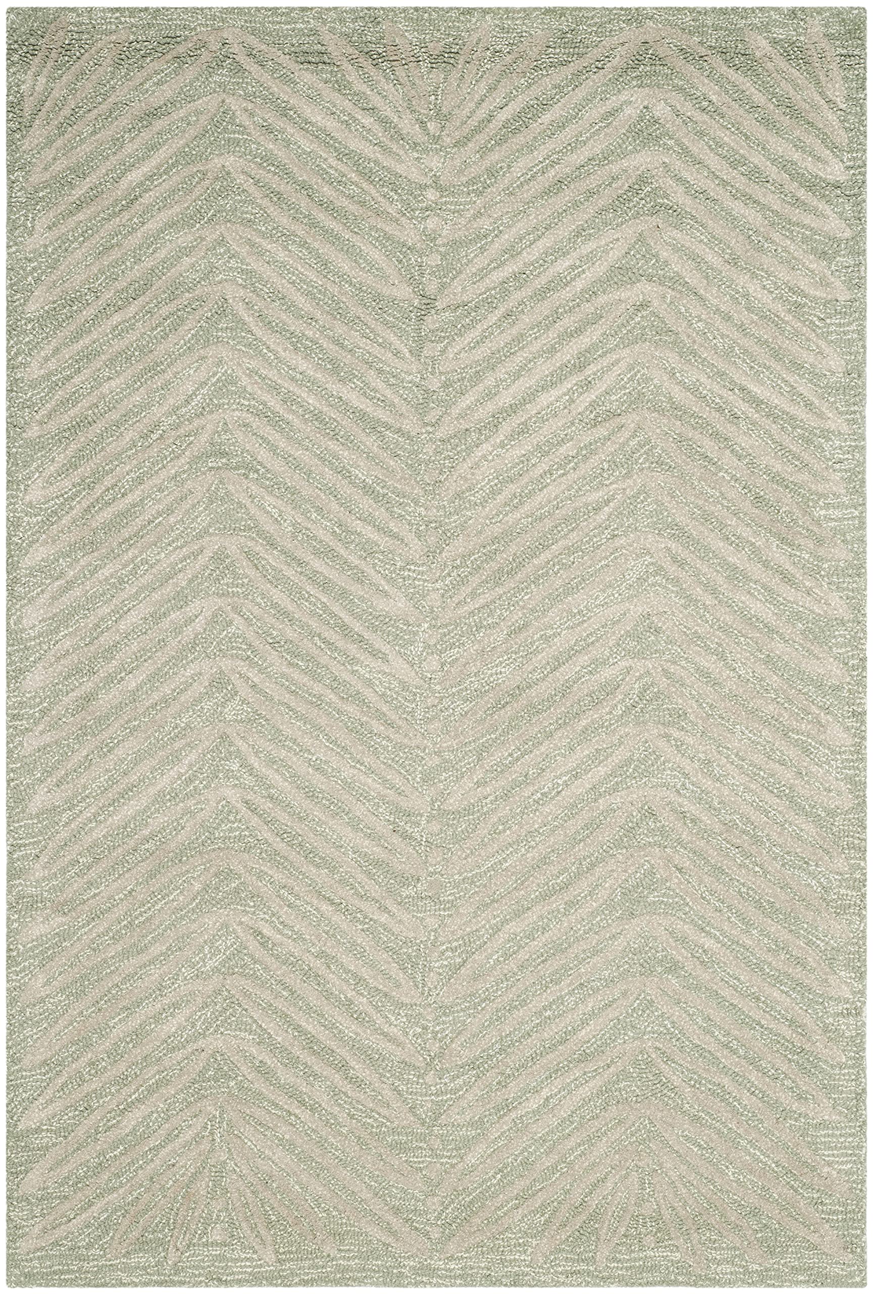MARTHA STEWART x SAFAVIEH 4' x 6' Handmade Wool & Viscose Chevron Leaves Accent Rug in Milk Pail Green | MSR3612D | Perfect for Living Room, Bedroom or Office Decor