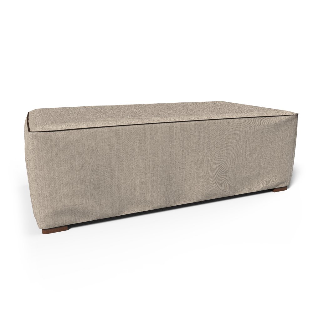 Budge P4A03PM1 English Garden Slim Patio Ottoman Cover - Heavy Duty Waterproof Coffee Table Protector, Medium, Tan Tweed - Perfect for Outdoor Furniture, Garden Decor & Patio Sets
