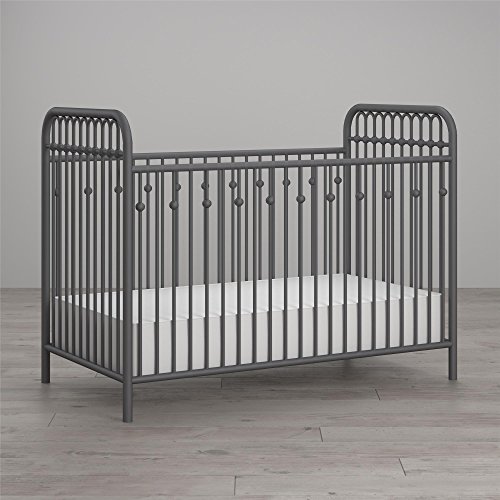 Little Seeds Monarch Hill Ivy Metal Crib - Modern Gray Baby Crib for Nursery | Safe & Sturdy Infant Bed for Boys & Girls | Perfect for Small Spaces & Cozy Bedrooms