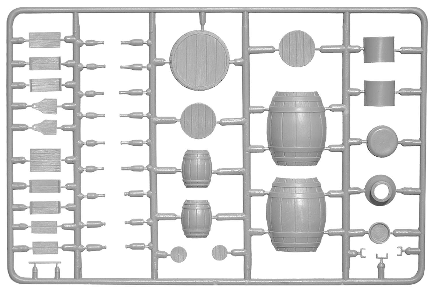 1:35 Scale Wooden Barrels & Village Utensils Plastic Model Kit - Miniature DIY Craft Supplies for Warhammer, Diorama, Train & Village Scenes - Multicolor Small Building Accessories