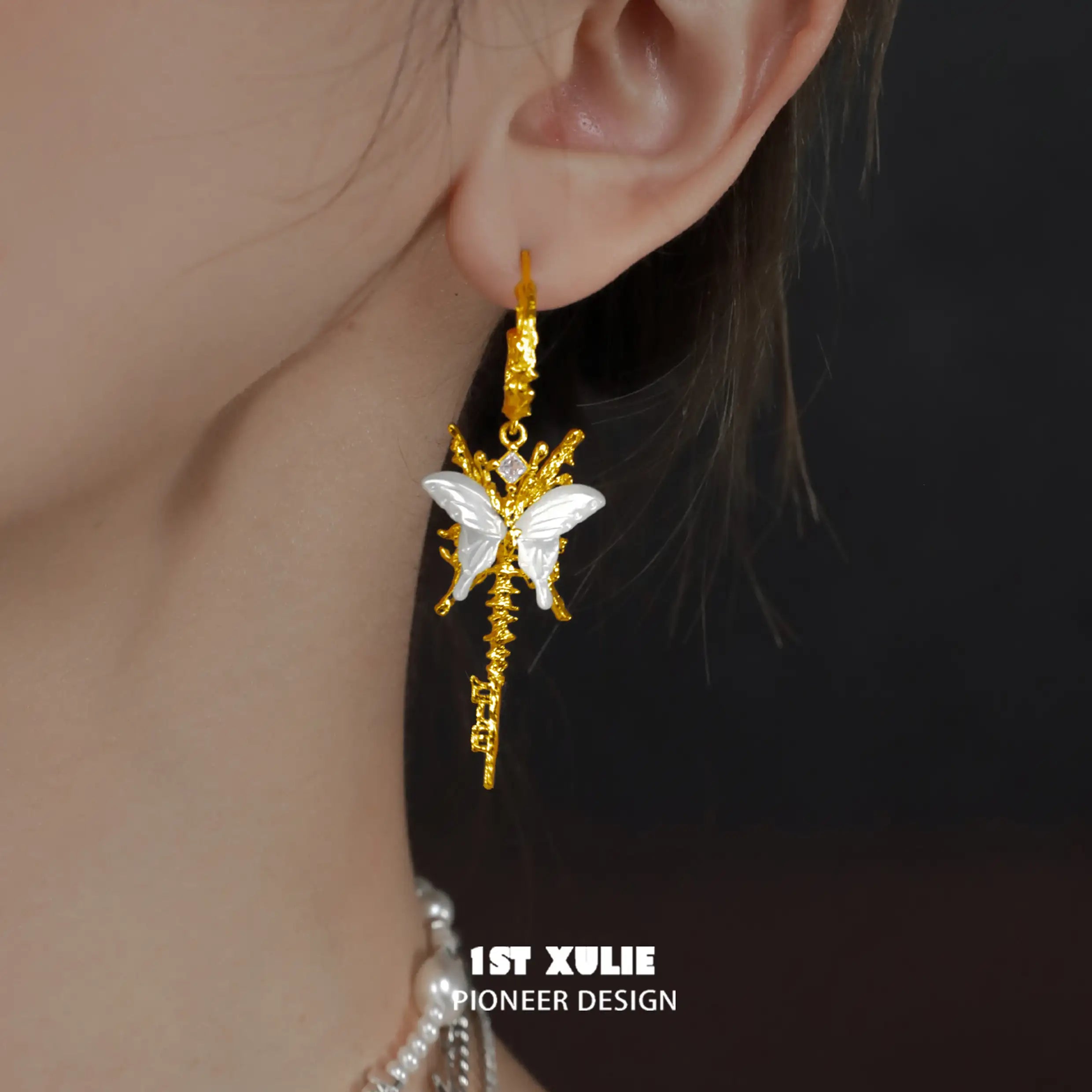 Whiterfly S925 Sterling Silver 24K Gold Plated Shell Butterfly Stud Earrings for Women - Elegant Gift for Birthday, Anniversary & Everyday Wear