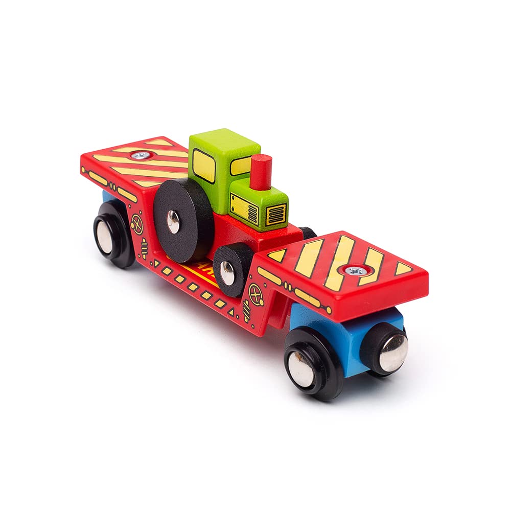 Bigjigs Rail Low Floor Wagon for Tractor Toy - Perfect for Kids' Train Sets and Imaginative Play
