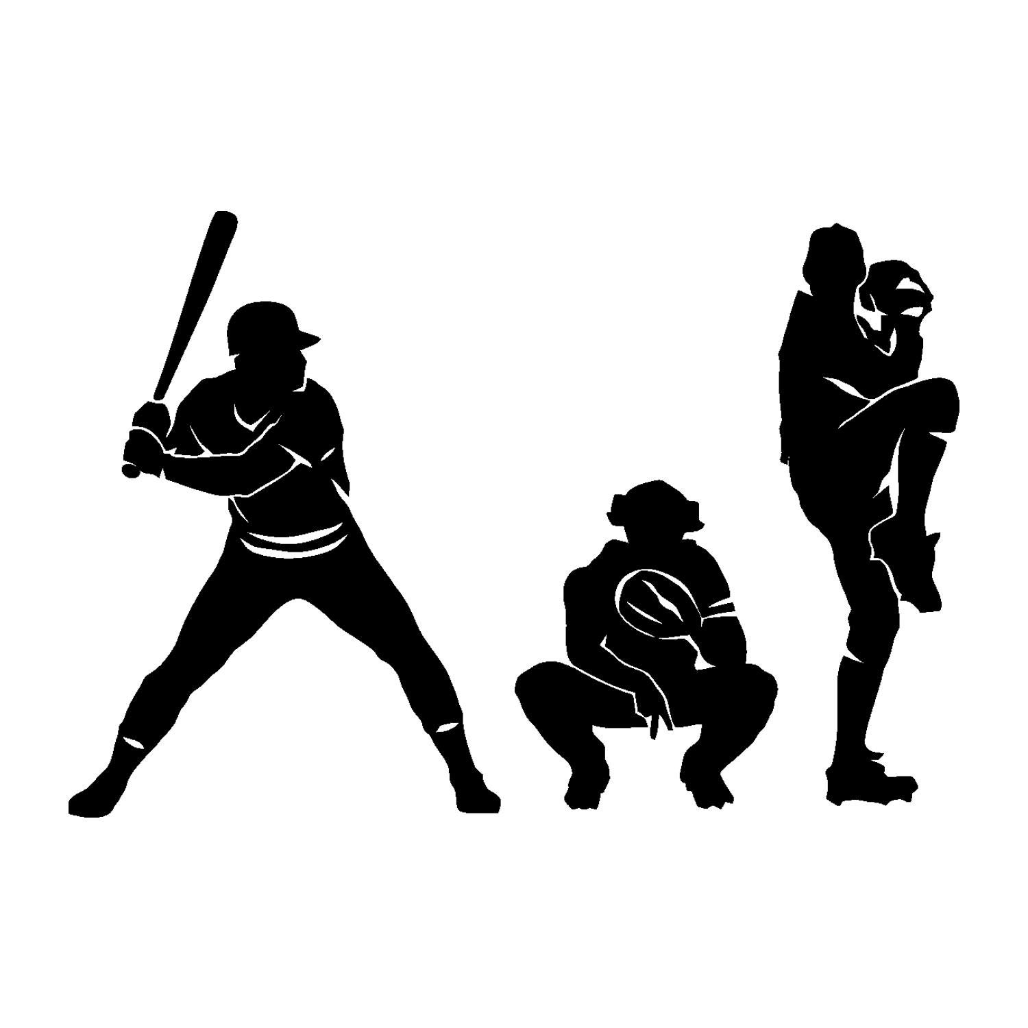 Baseball Team Players Vinyl Wall Decal - Removable Sports Wall Stickers for Boys Room, Gym & Pool Decor - Custom Color (45x68 inches) - Perfect for Sports Themed Bedrooms, Game Rooms & Man Caves