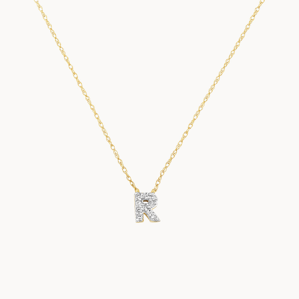 10k Gold Diamond Letter R Necklace - Elegant Personalized Jewelry for Women, Perfect for Gifts, Anniversaries, and Special Occasions