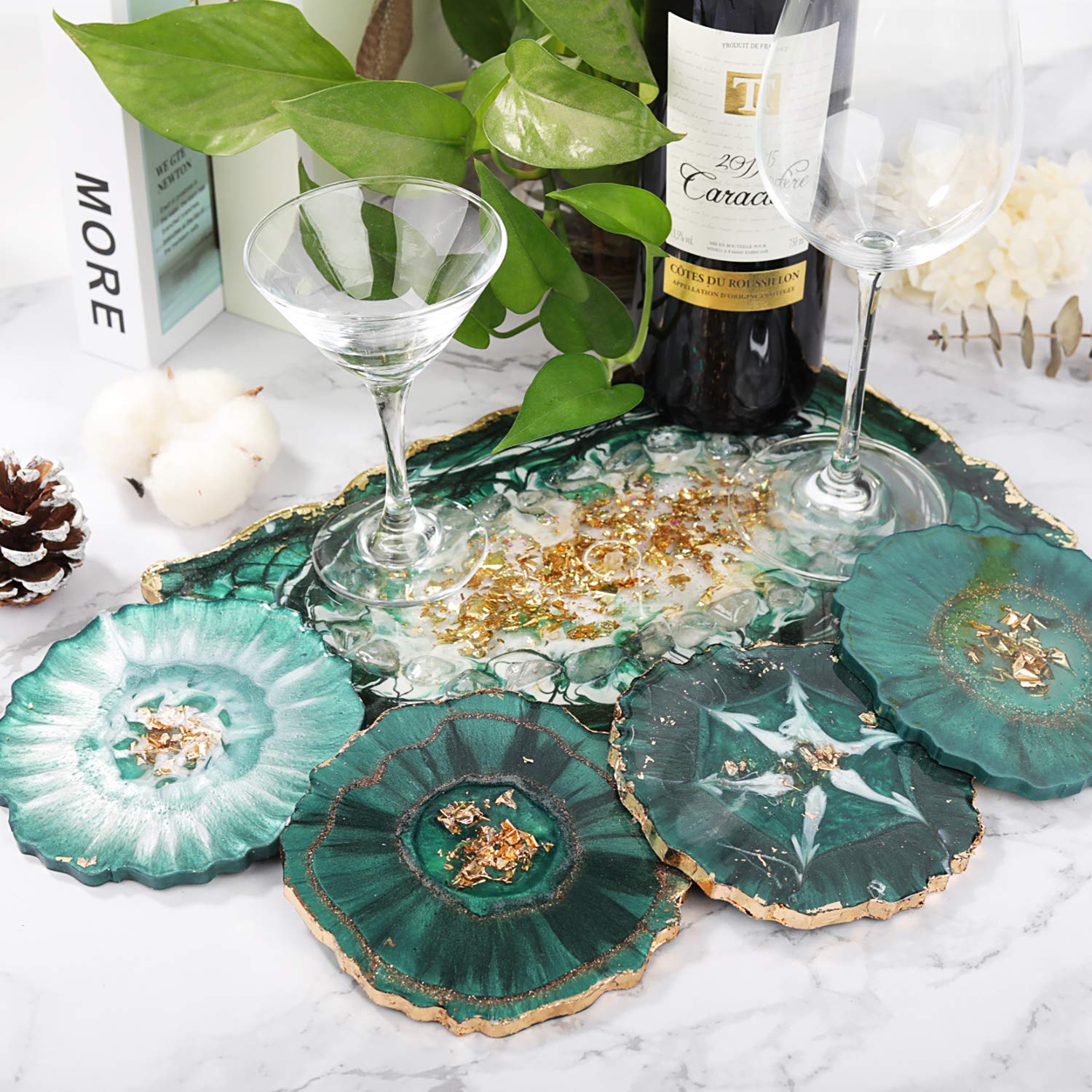 LET'S RESIN Geode Resin Coaster Molds - 4 Pcs Druzy Silicone Agate Coaster Molds for DIY Epoxy Resin Crafts, Home Decor, and Unique Gifts - Perfect for Making Stunning Resin Coasters, Table Decor, and Party Favors