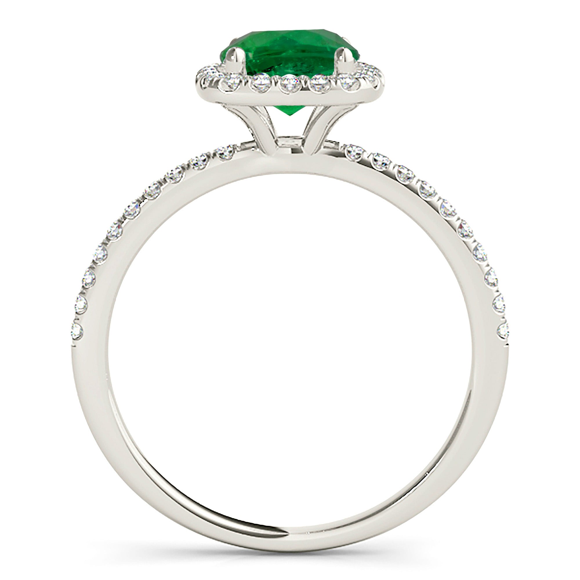 1.15 Carat Genuine Emerald Halo Ring with Diamond Band – Elegant Wedding, Engagement & Anniversary Jewelry Gift for Her