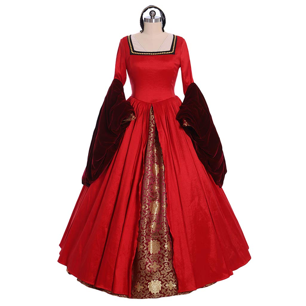 Victorian Queen Elizabeth Tudor Period Dress - Anne Boleyn Style Renaissance Costume for Cosplay, Halloween & Historical Reenactment