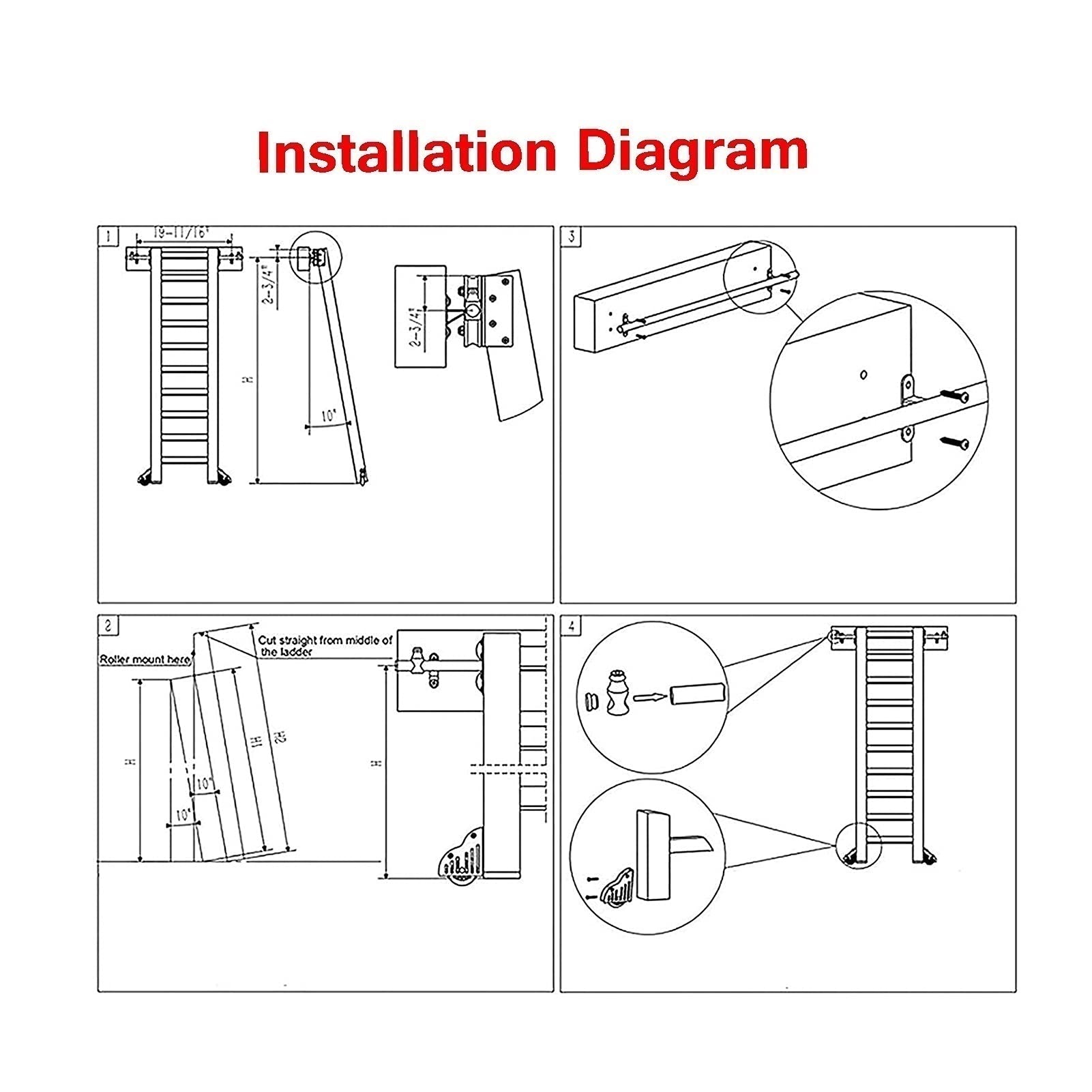 Retractable Rolling Ladder Kit with Floor Rollers & Round Tube Extension Tracks - Heavy Duty Sliding Barn Door Hardware for Library, Loft, Home (3.3ft-20ft Adjustable) - Perfect for Reaching High Shelves, Attic Access & Space-Saving Storage Solutions (500cm/16.4ft Size)