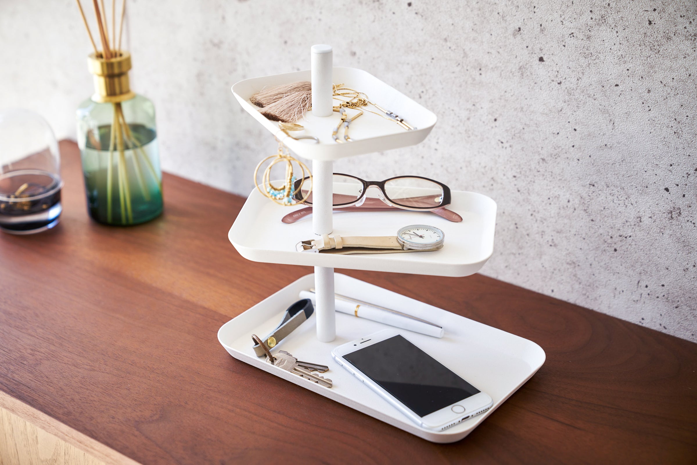 3-Tier Steel Accessory Tray - Organize Jewelry, Cosmetics & Office Supplies | Perfect for Vanity, Bathroom & Desk Organization