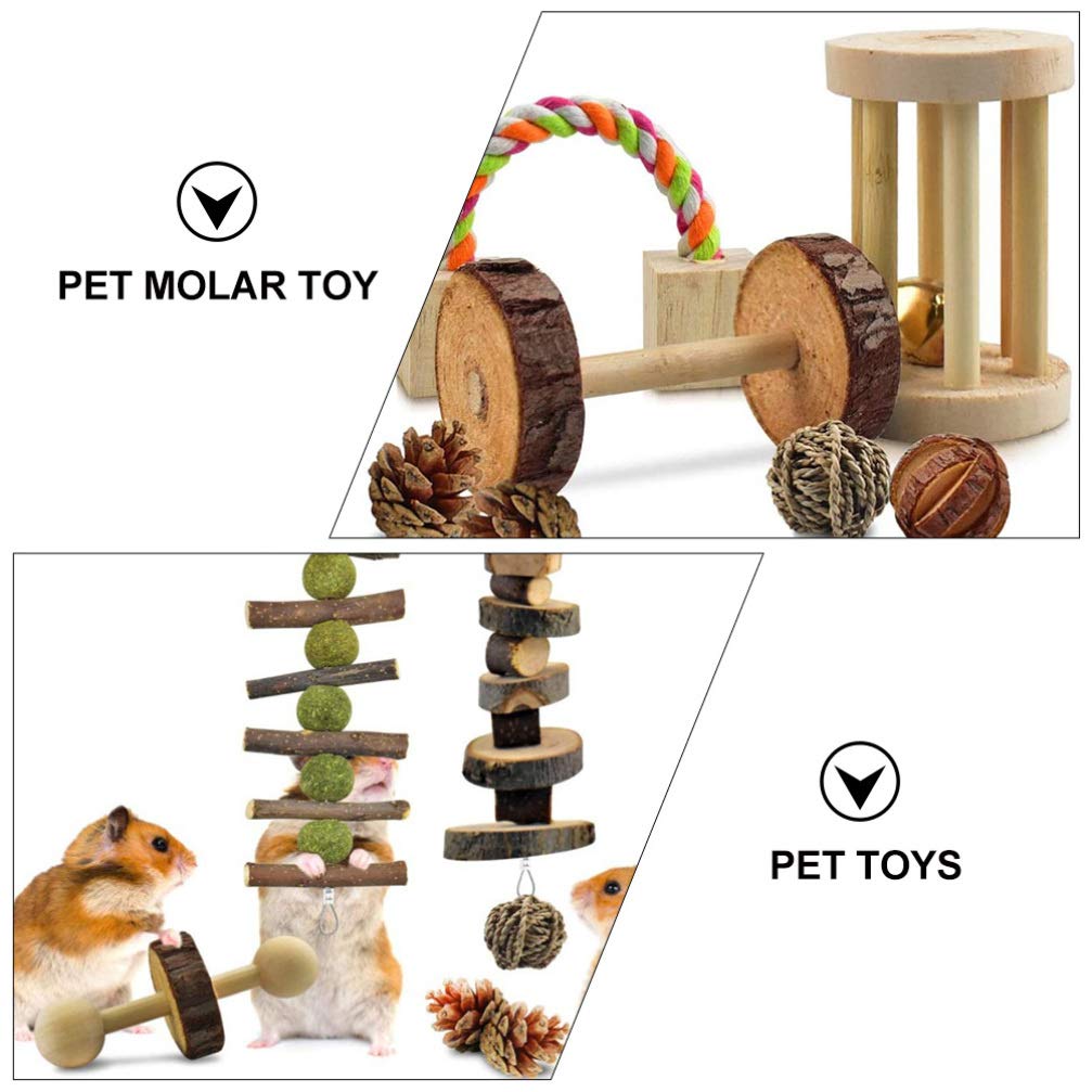 Balacoo 12pcs Natural Wood Hamster Chew Toys for Rabbits, Guinea Pigs & Small Pets - Teeth Grinding, Play & Exercise Toys for Cage Enrichment (Great for Chewing, Climbing & Mental Stimulation)