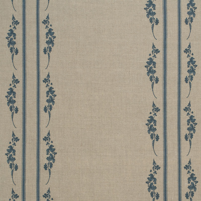Premium Trifolium Marchprint Linen Fabric - Midnight Blue on Natural Samples for DIY Crafts, Home Decor & Upholstery Projects