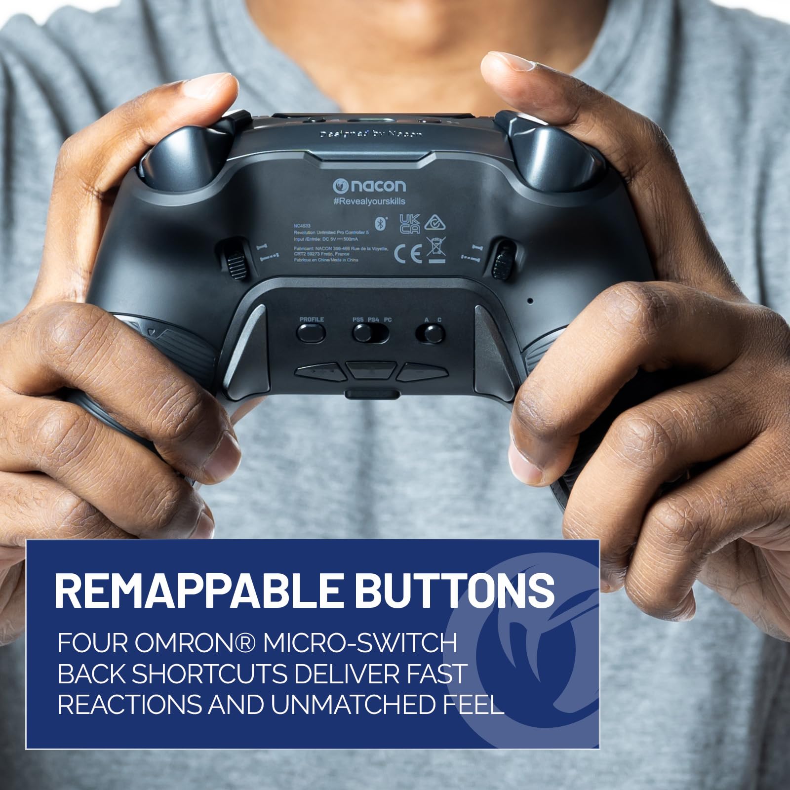 NACON Revolution 5 Pro Officially Licensed Wireless Gaming Controller for PS5, PS4 & PC - Hall Effect Joysticks, Trigger Stops, Customizable Buttons, Bluetooth Audio - Triple Black (Renewed) - Perfect for Competitive Gaming, Streaming & Long Play Sessions