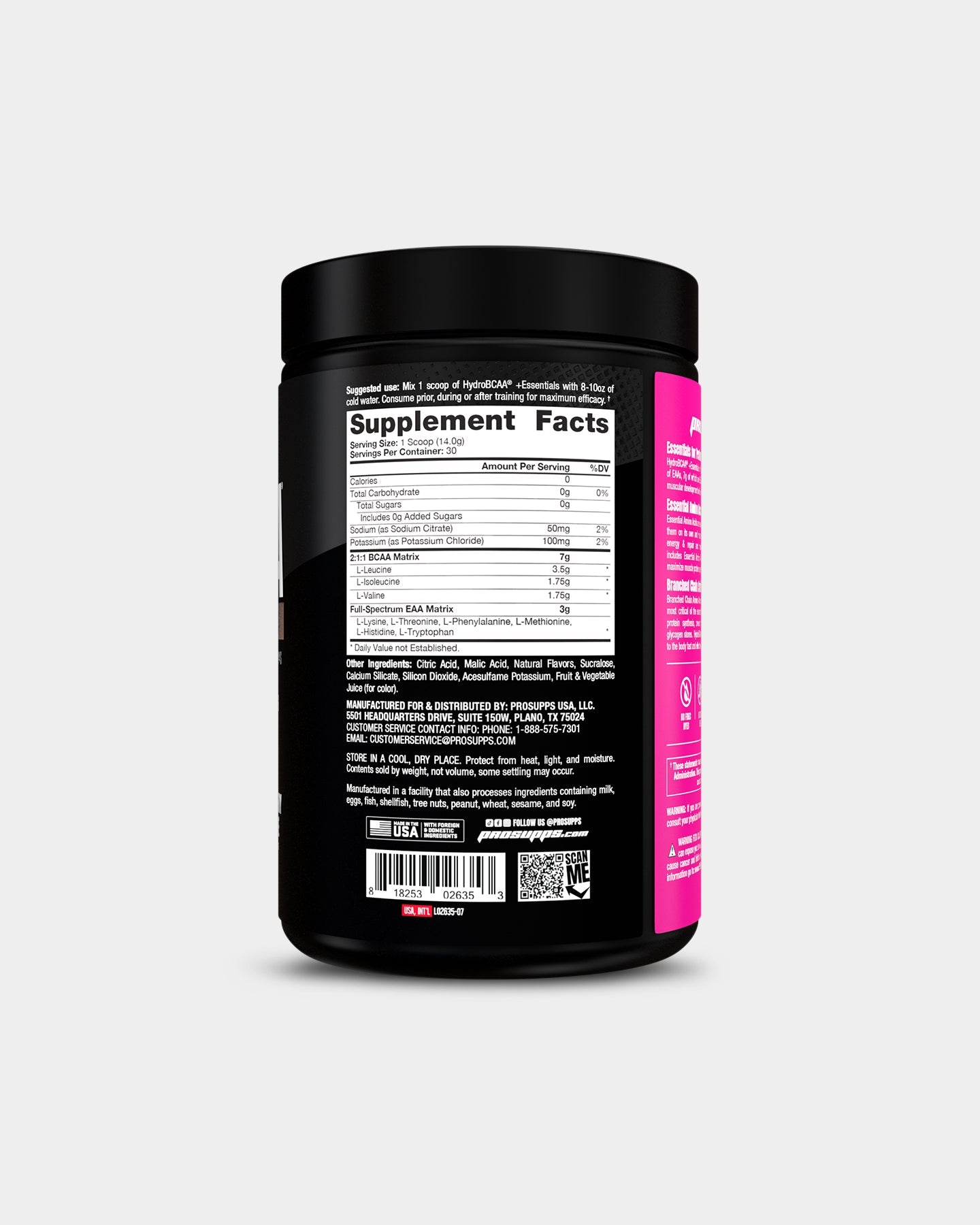 Pro Supps HydroBCAA Plus Essentials - Premium BCAA Supplement for Muscle Recovery & Hydration - Ideal for Workouts, Fitness & Bodybuilding