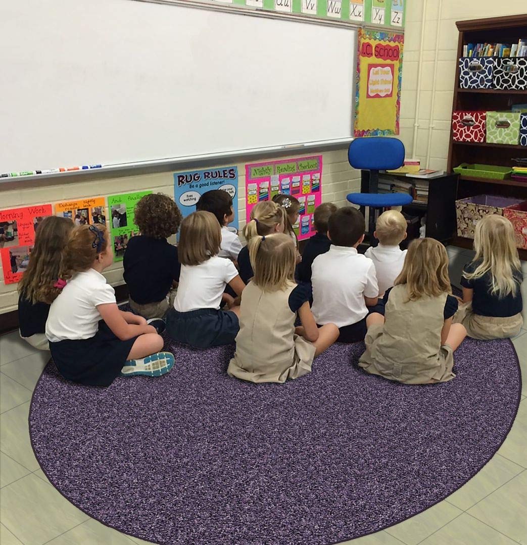 8' Round Misty Lilac Kids Crazy Carpet - Stain & Odor Resistant Area Rug for Home, School, Playroom | Pet & People Friendly Soft Floor Mat for Children's Bedroom, Living Room, Classroom (R2X Technology)