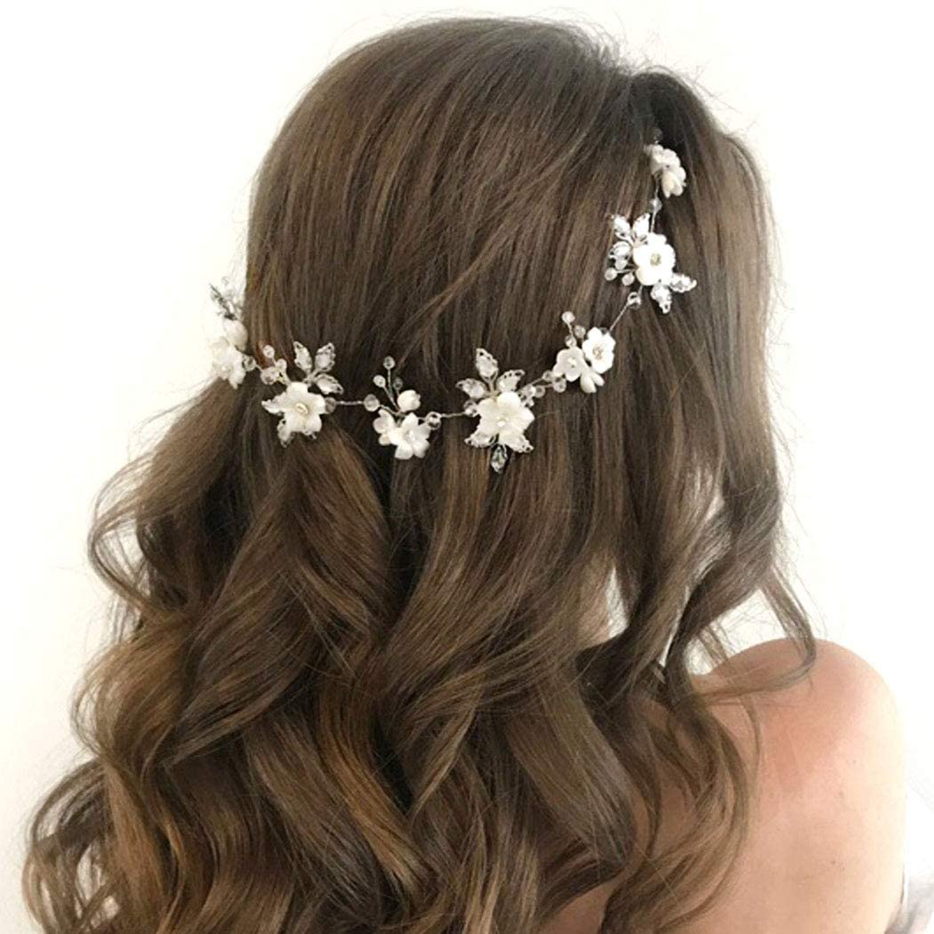 Silver Wedding Hair Vine with Crystal Rhinestones – Elegant Bridal Headpiece for Women & Girls