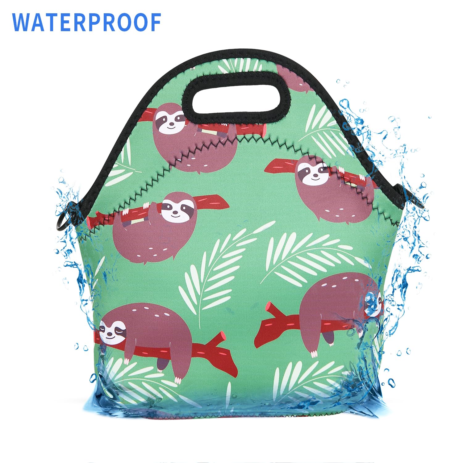 Violet Mist Neoprene Insulated Lunch Bag - Waterproof Reusable Food Tote for Work, Picnic & Travel | Sloth Design Lunch Box Organizer for Women & Men | Perfect Office Lunch Carrier & Gift Idea
