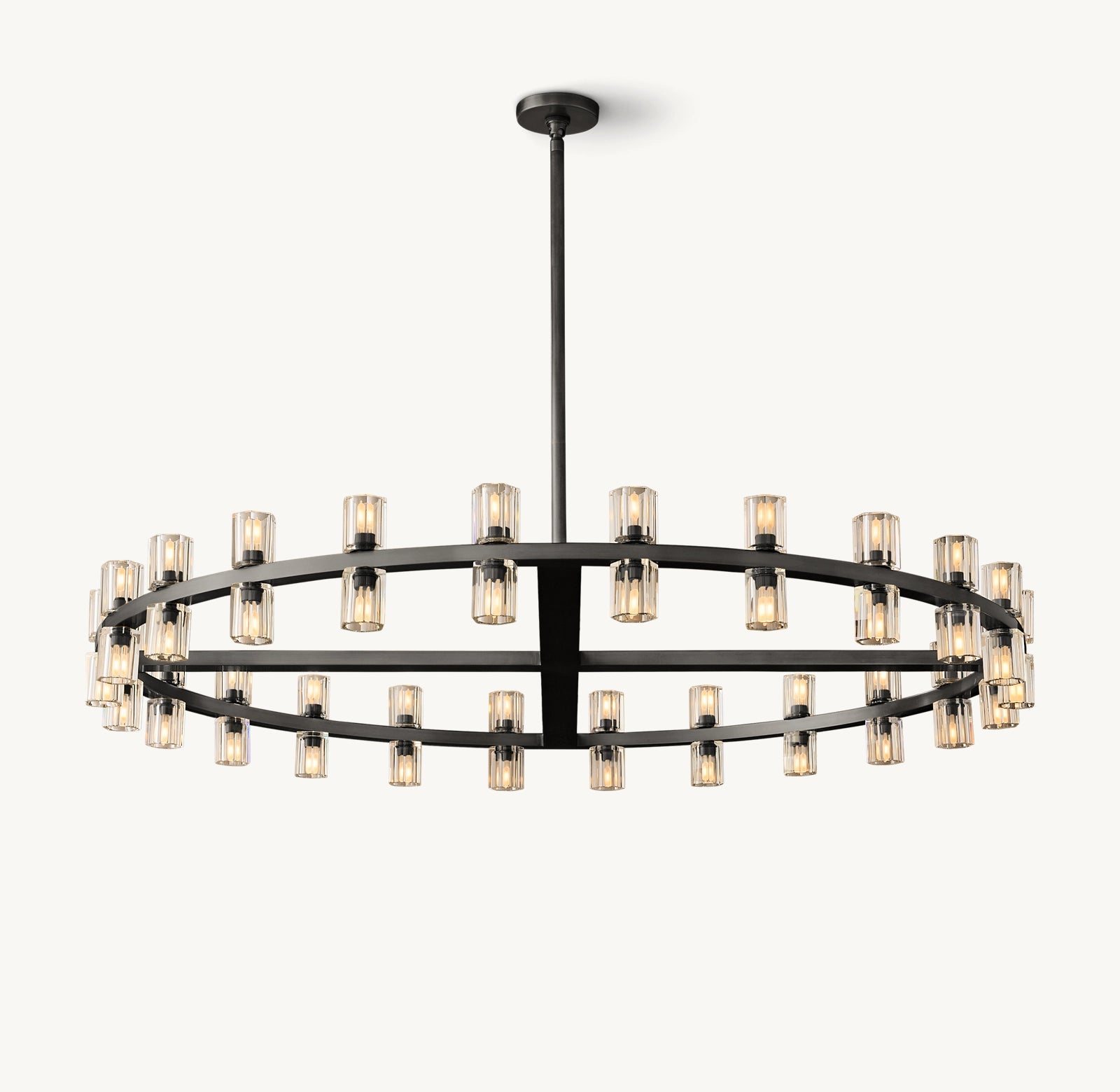 Arcachon 48-Inch Modern LED Round Chandelier - Dimmable Crystal Ceiling Light Fixture for Dining Room, Bedroom, or Living Room Decor