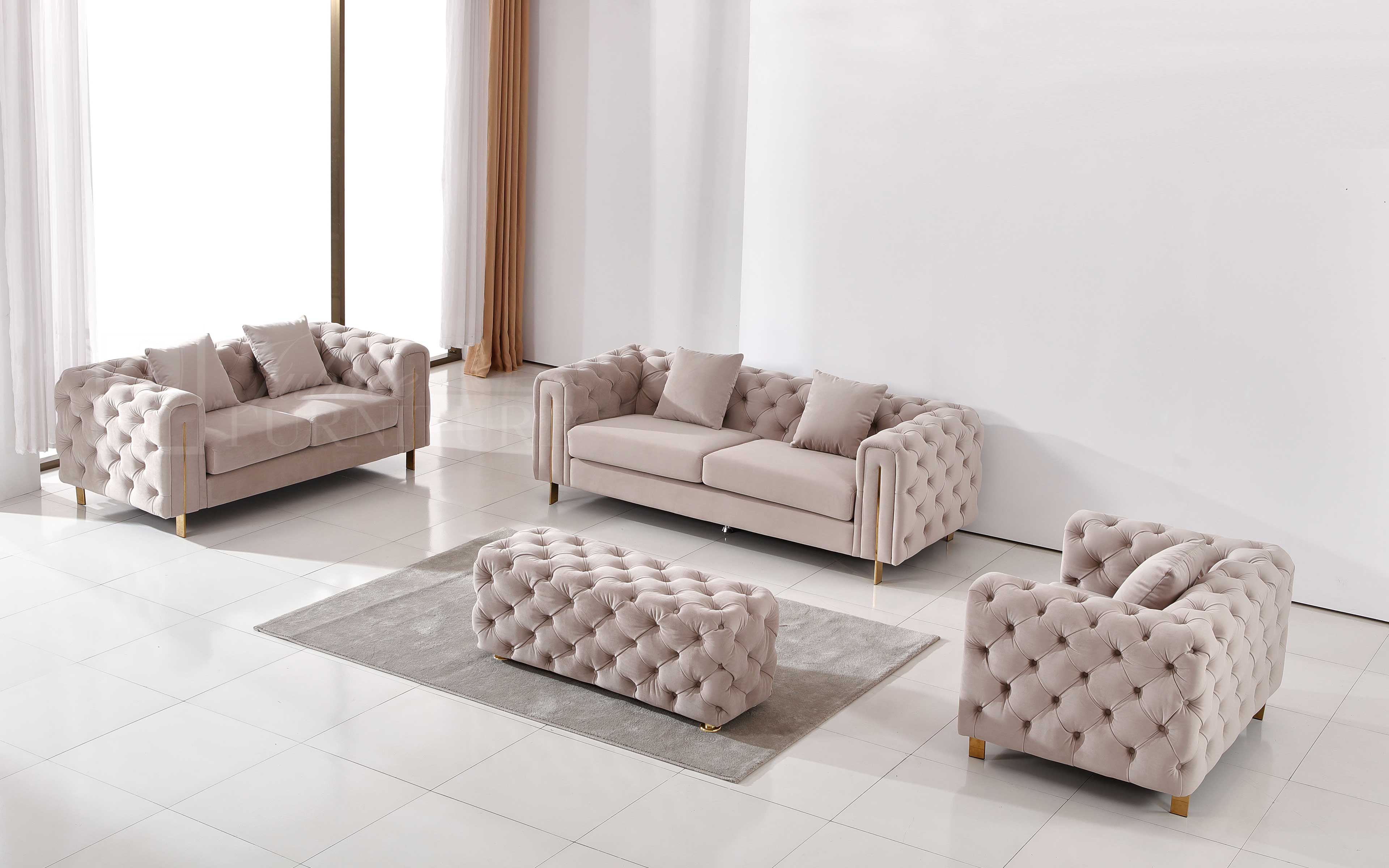 Mayulay Tufted Sofa Set - Modern Upholstered Living Room Furniture for Home & Office | Perfect for Lounging, Entertaining & Small Spaces