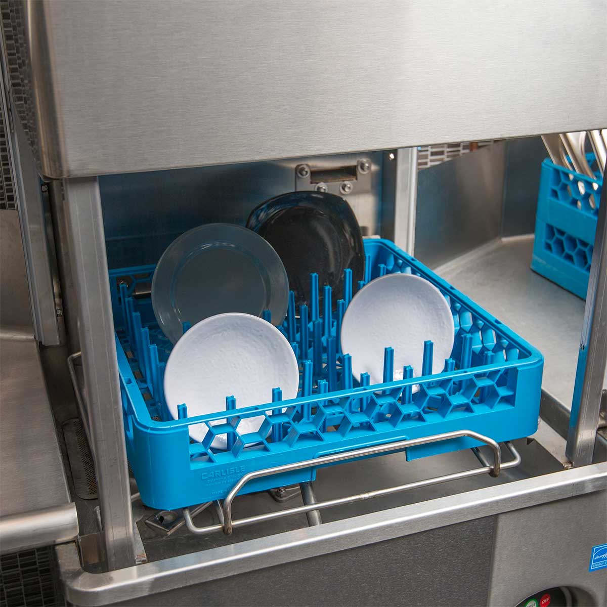 Carlisle RP14 OptiClean All Purpose Dish Rack for Plates & Trays - Full Size Blue Peg Holder - Space Saving Kitchen Organizer for Countertop, Sink, or Cabinet Storage