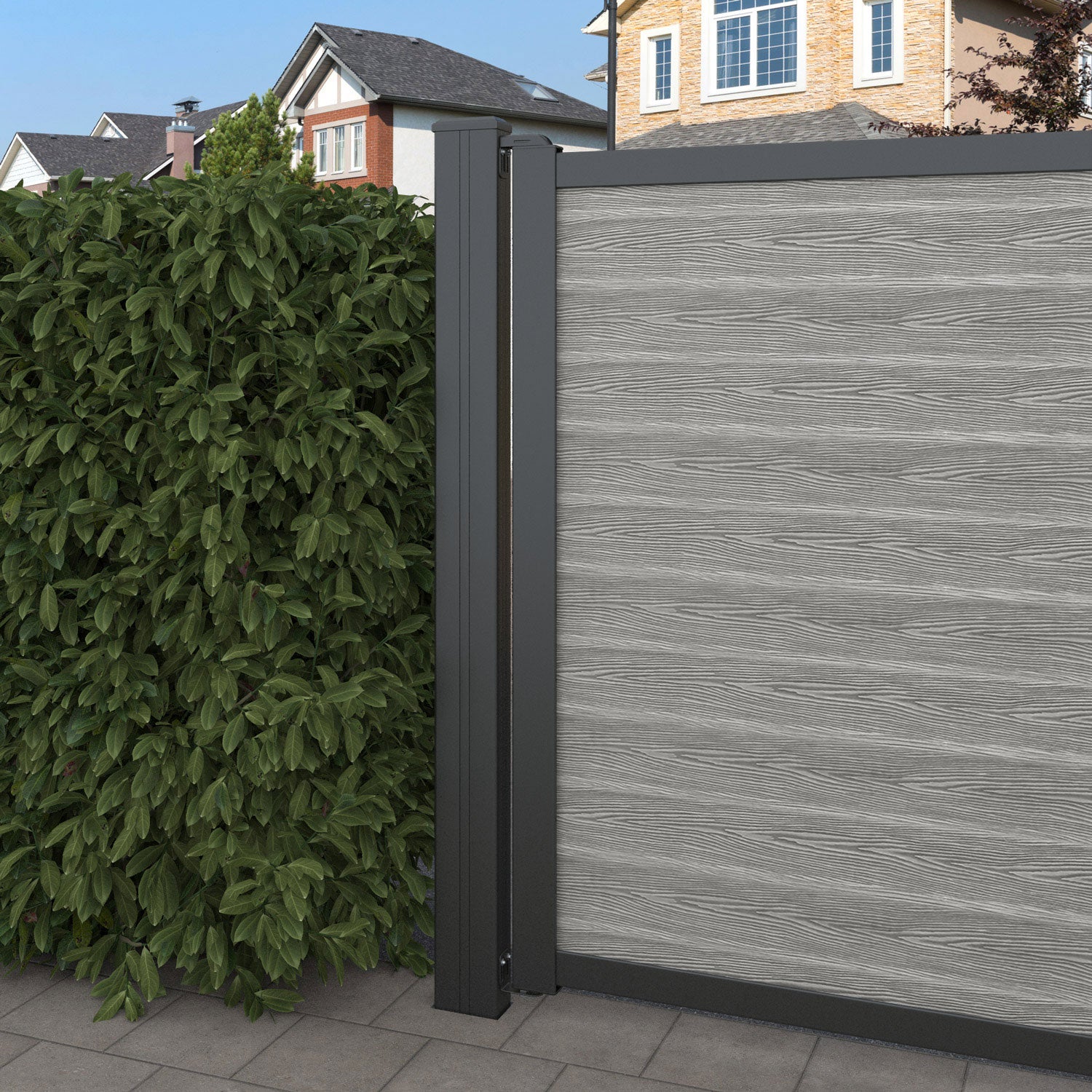 Classic Amber Curved Top Driveway Gate - Light Grey Finish - Durable & Stylish for Home Security & Curb Appeal - Perfect for Residential Driveways, Gardens & Entryways