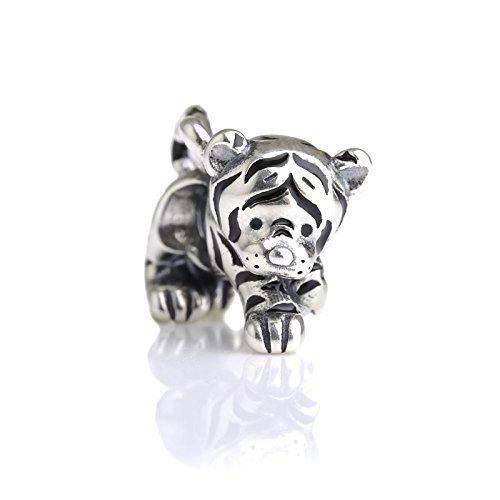Sterling Silver Tiger Charm Bead S925 - Cute Cat, Panther & Lion Pendant - Pandora Compatible Jewelry for Necklaces & Bracelets - Perfect for Gifts, DIY Jewelry Making & Animal Lover Accessories