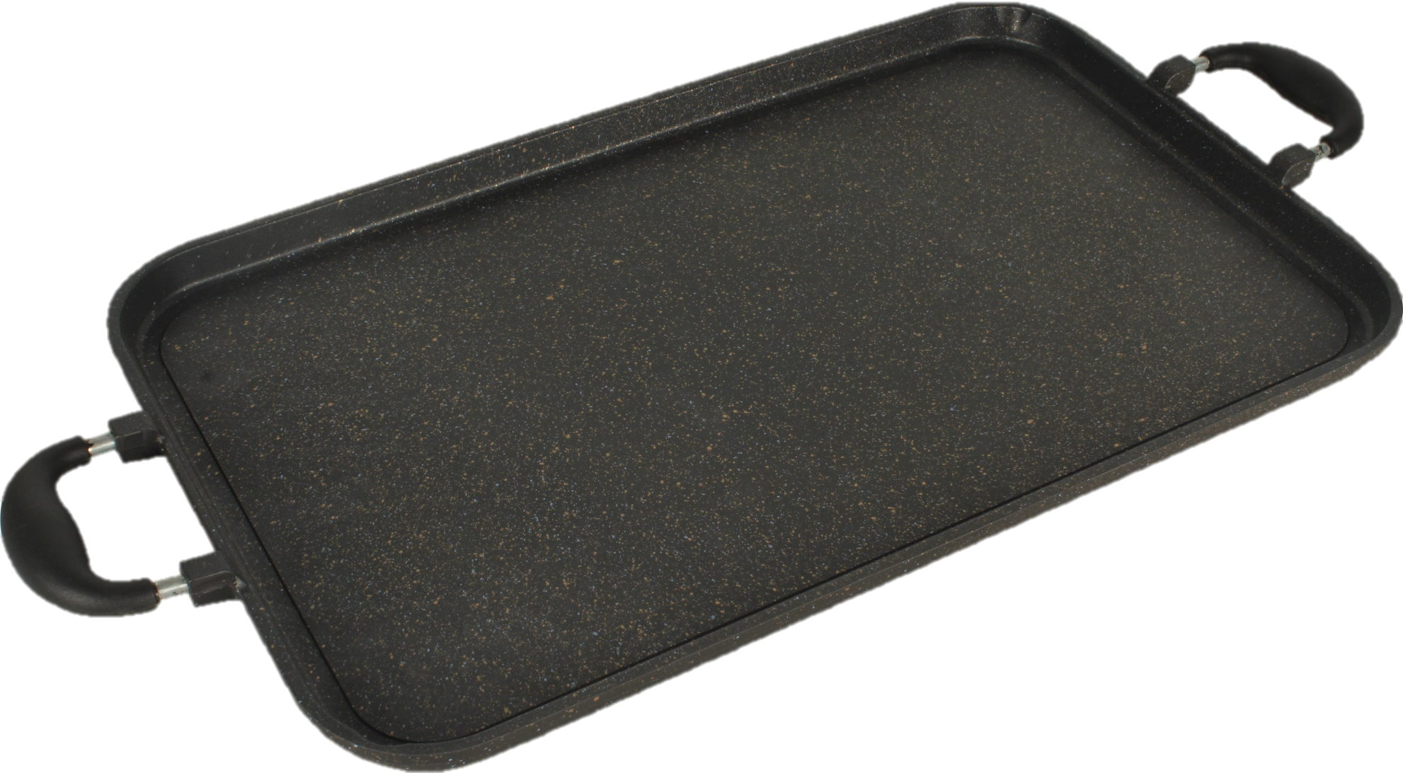 2-Pack Marble Griddle Set - Ribbed & Smooth Double-Sided Grill Pan with Free Colored Handles - Perfect for Gas Stove Cooking, Pancakes, Steaks & Outdoor BBQ