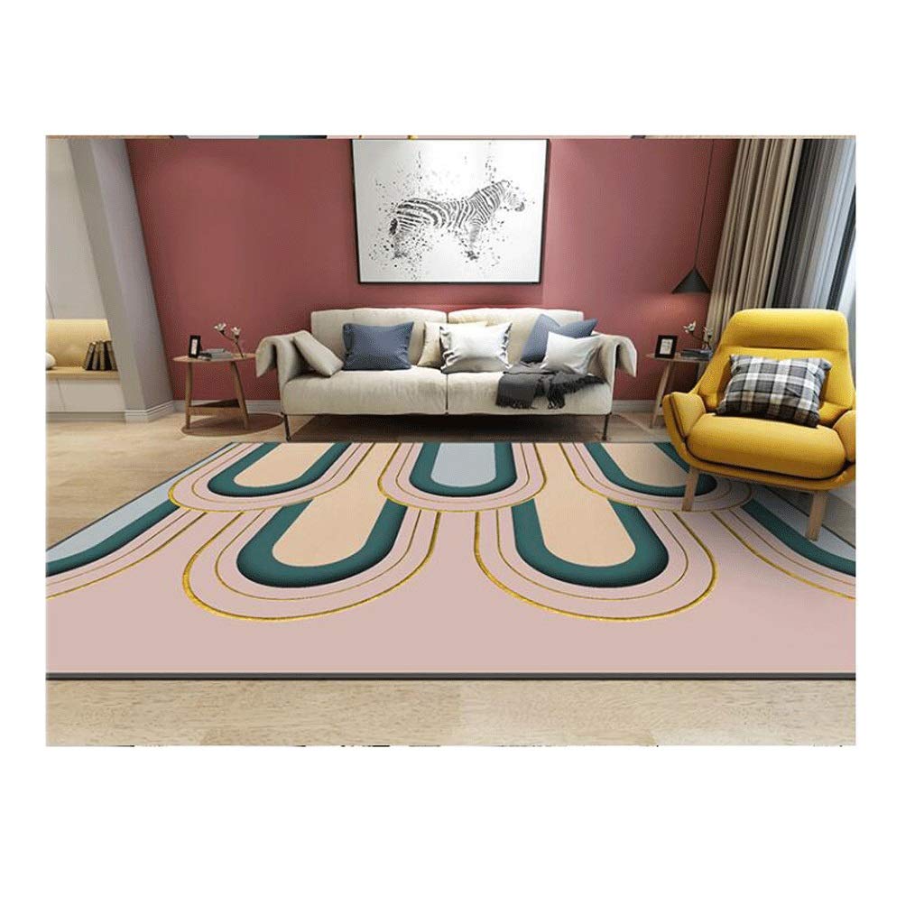 Soft Non-Slip Polyester Area Rugs for Living Room, Bedroom, Office & Study - Pink Arch Design Home Decor Carpet (31.5