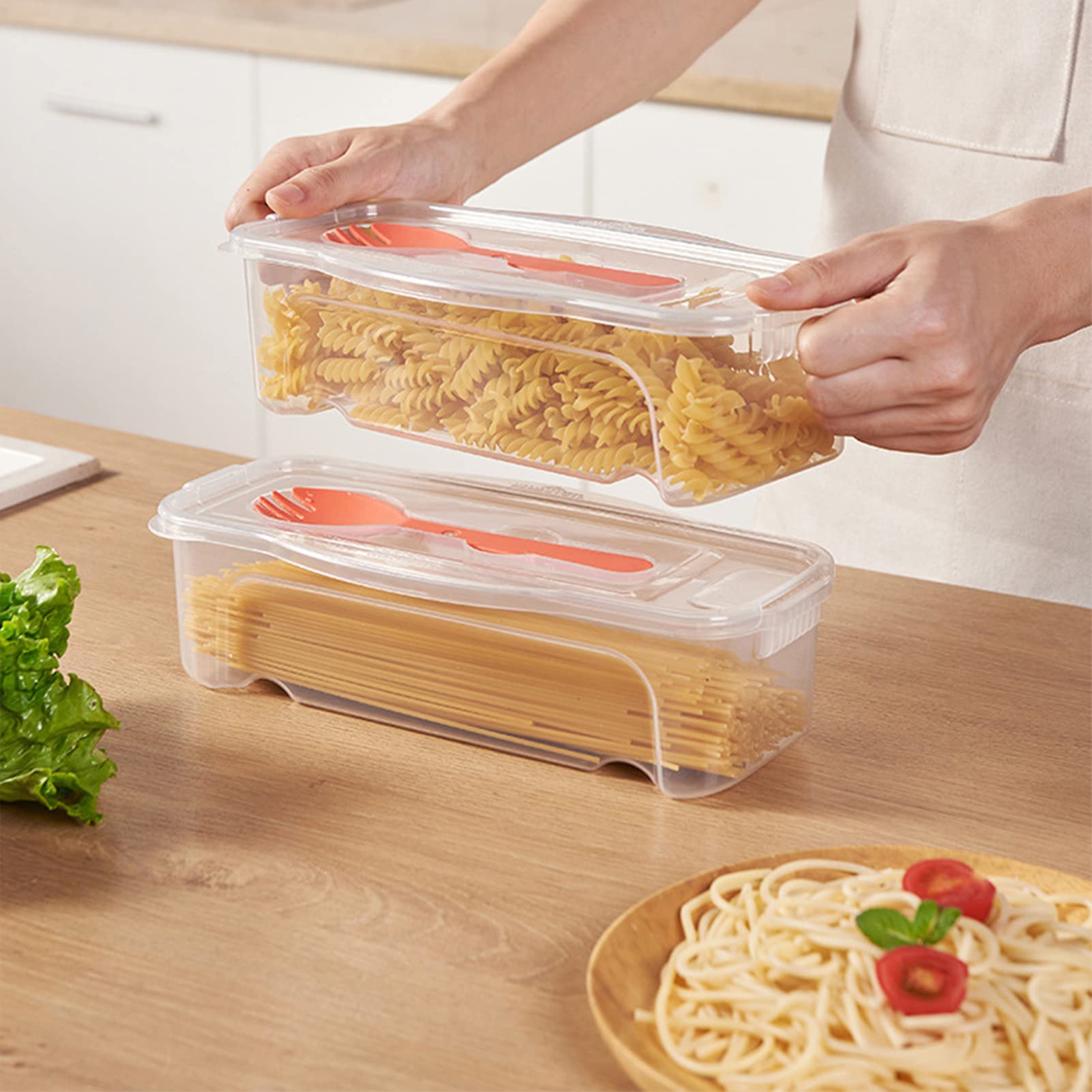 Microwave Pasta Cooker with Strainer - Heat Resistant Pasta Steamer & Spaghetti Noodle Cooking Box - 1.3L Kitchen Accessory (26x9x8cm) - Perfect for Quick Meals, Dorm Cooking & Busy Weeknights