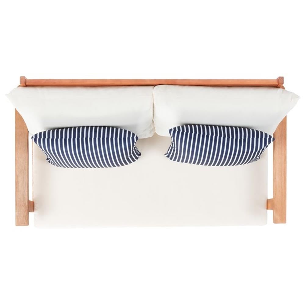 Safavieh PAT7050D 4-Piece Outdoor Patio Pillow Set - Navy Striped, Natural & Beige Weather-Resistant Cushions for Garden, Poolside & Deck Furniture Decor
