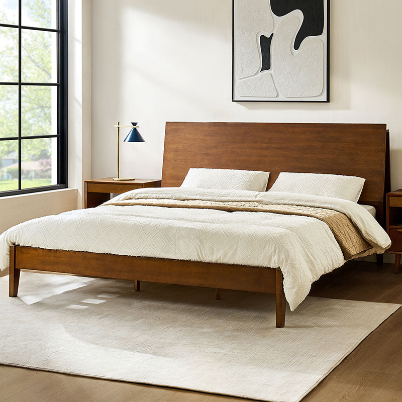 Vivian Solid Wood Queen Platform Bed Frame with USB Ports & Underbed Storage | Modern Minimalist Design for Bedroom, Guest Room, Dorm | Easy Assembly & Sturdy Support