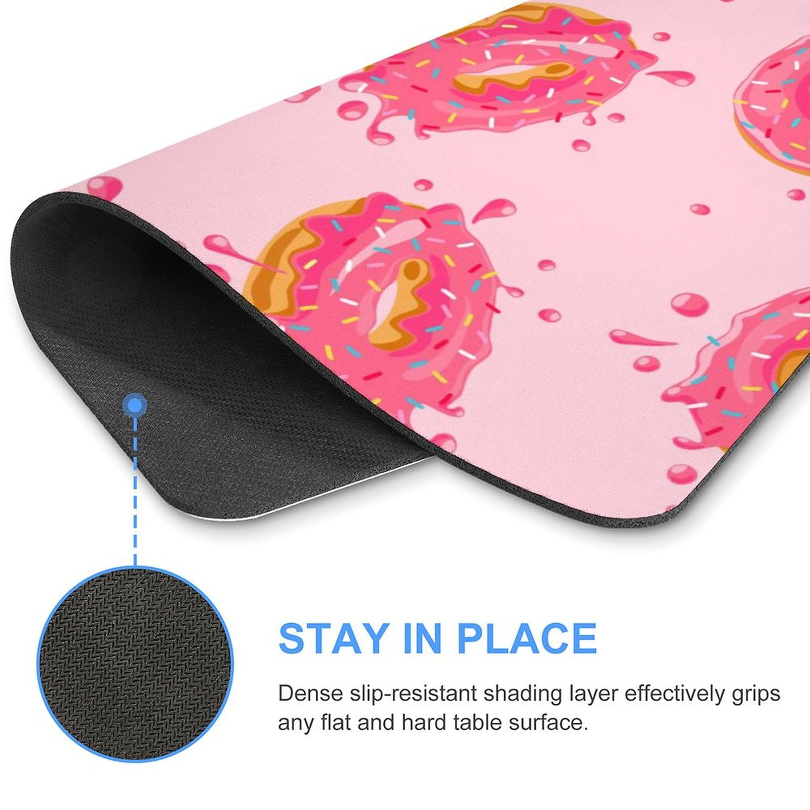 Sweet Donuts Print Mouse Pad - Non-Slip Waterproof Gaming Mouse Mat (20x25cm) for Home, Office & PC Gaming - Cute Donut Design Computer Accessory
