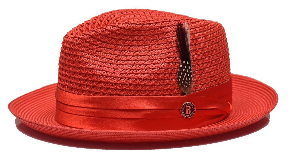 Stylish Red Fedora Braided Straw Hat for Women - Summer Sun Hat with Wide Brim - Perfect for Beach, Garden, and Outdoor Activities