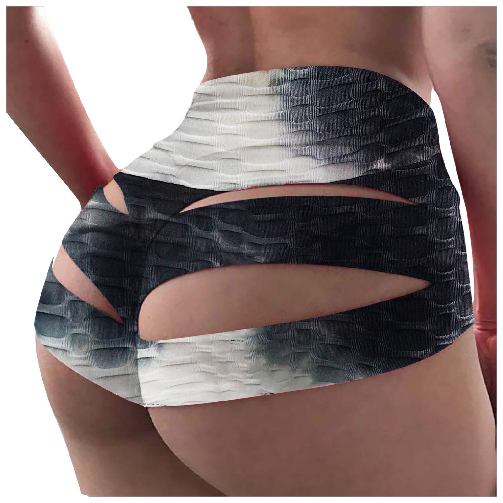 HUE RTOP Women's High Waist Tie-Dye Bike Shorts - Yoga, Workout & Running Compression Shorts for Women - Butt Lifting Bandage Sweatpants for Gym, Cycling & Active Wear