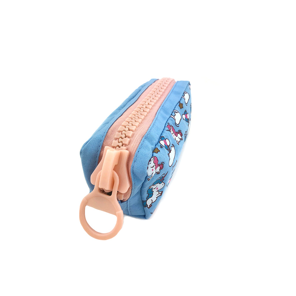 Large Blue Unicorn Pencil Case with Zipper - Perfect for School, Office & Art Supplies Storage