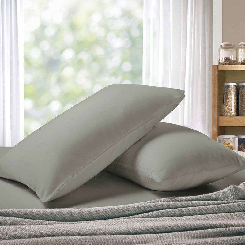 1000TC Premium Ultra Soft Queen Size Pillowcases 2 Pack - Grey - Luxury Bedding for a Comfortable Sleep - Perfect for Home, Hotel, and Guest Room Use