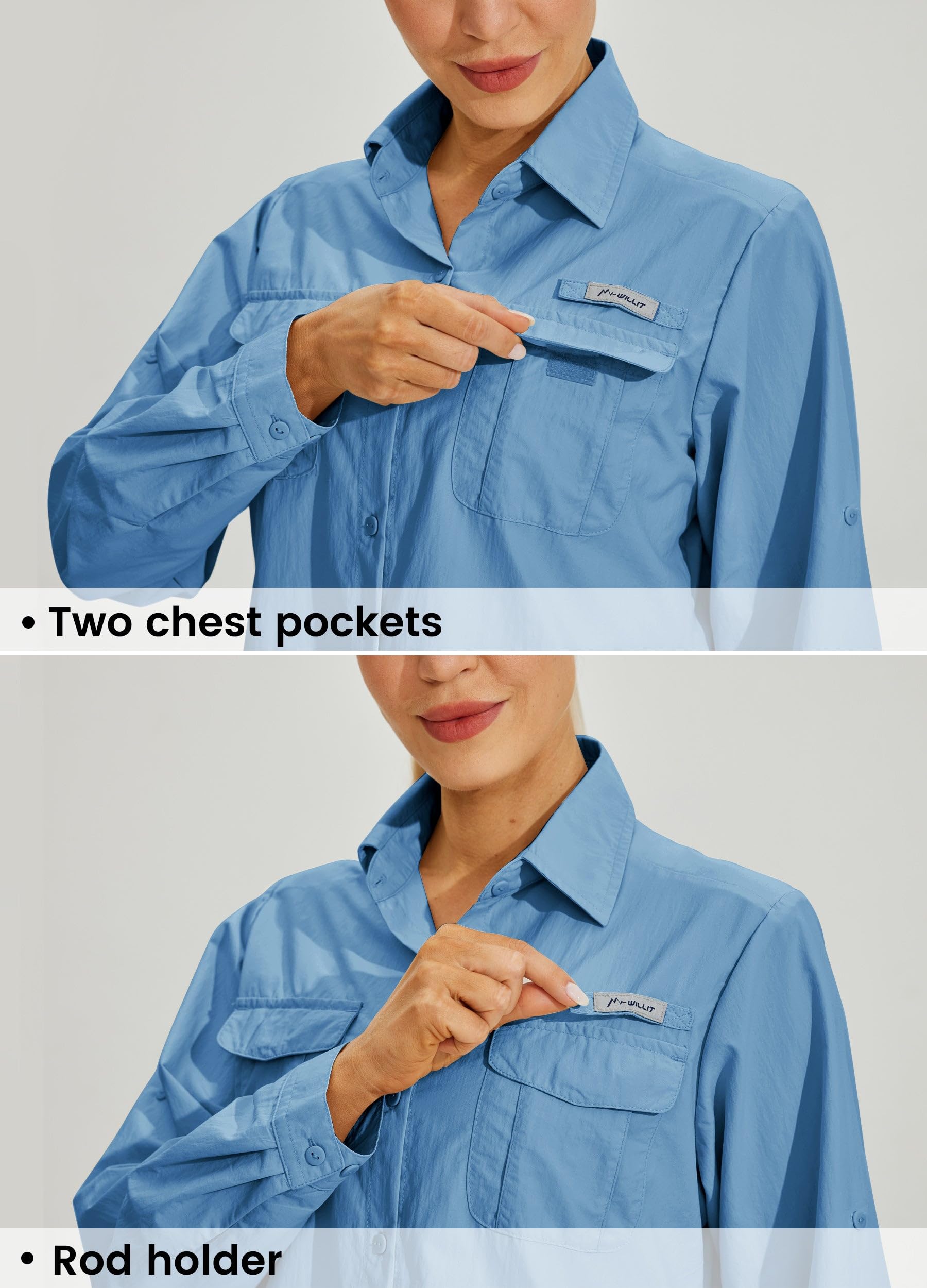 Willit Women's UPF 50+ Sun Protection Long Sleeve Shirt - Quick Dry SPF Fishing & Hiking Shirt for Outdoor Activities - Perfect for Beach, Camping and Travel