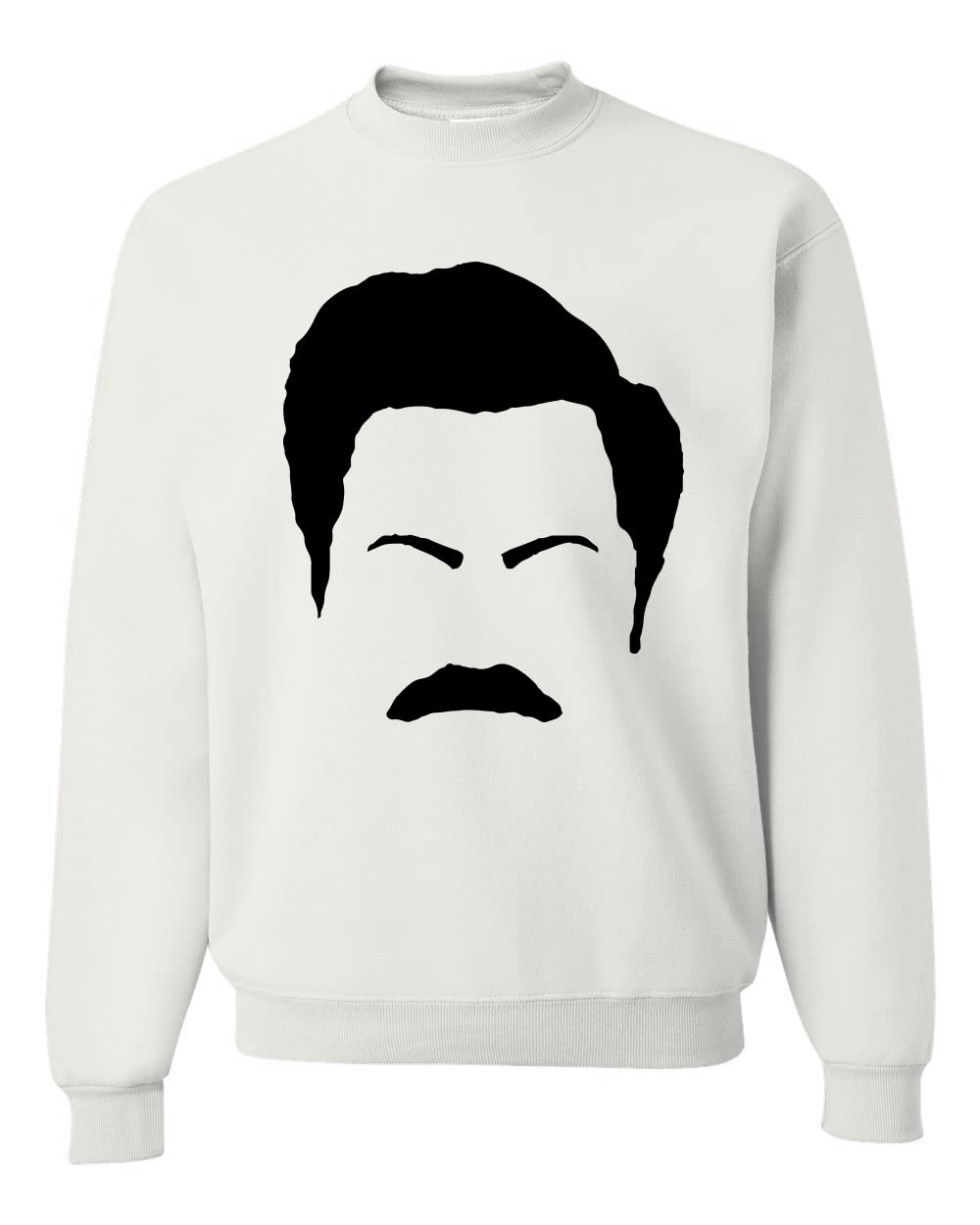 Ron Swanson Mustache Face Silhouette Graphic Sweatshirt - Parks and Recreation Pop Culture Unisex Crewneck for Men & Women - Perfect for TV Show Fans, Cosplay, and Casual Wear