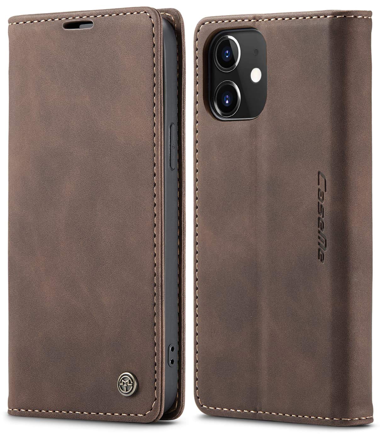 Premium Leather Wallet Case for iPhone 12 Pro Max (6.7 inch, 2020) - Flip Cover with Magnetic Closure & Credit Card Slots | Coffee Brown | Business & Travel Protection