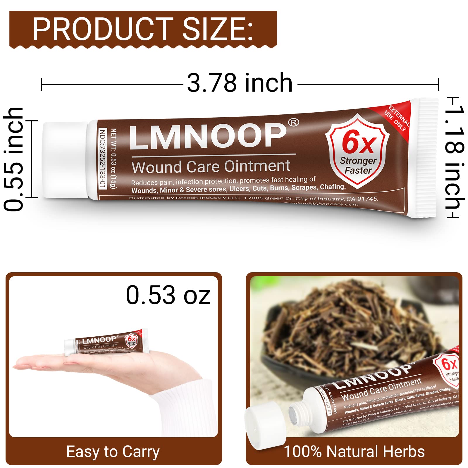 LMNOOP® Advanced Wound Care Cream - Healing Ointment for Cuts, Burns, Scrapes, Bites & Surgical Wounds | Antibacterial Skin Repair Treatment for Pressure Sores & Ulcers | First Aid Essential for Home, Hospital & Travel Use