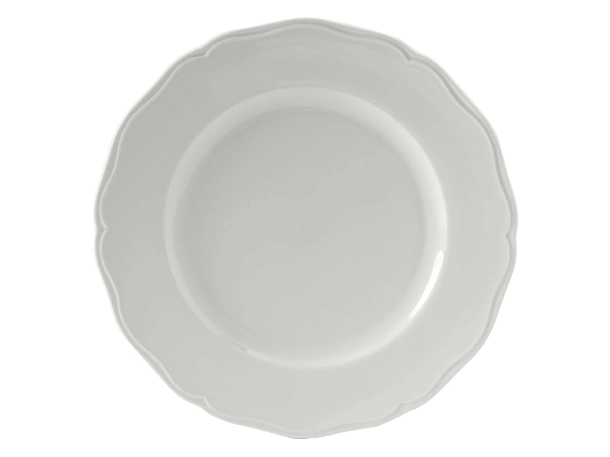 Tuxton Charleston Porcelain White Scalloped 10.5-Inch Dinner Plates (Set of 12) - Premium Scratch & Chip Resistant, Lead-Free Ceramic Plates - Dishwasher, Microwave & Oven Safe - Elegant Tableware for Restaurants, Weddings & Home Dining